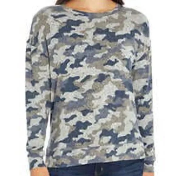 THREE DOTS Ladies Soft and Cozy Tunic - Blue Gray Camo - Picture 6 of 6
